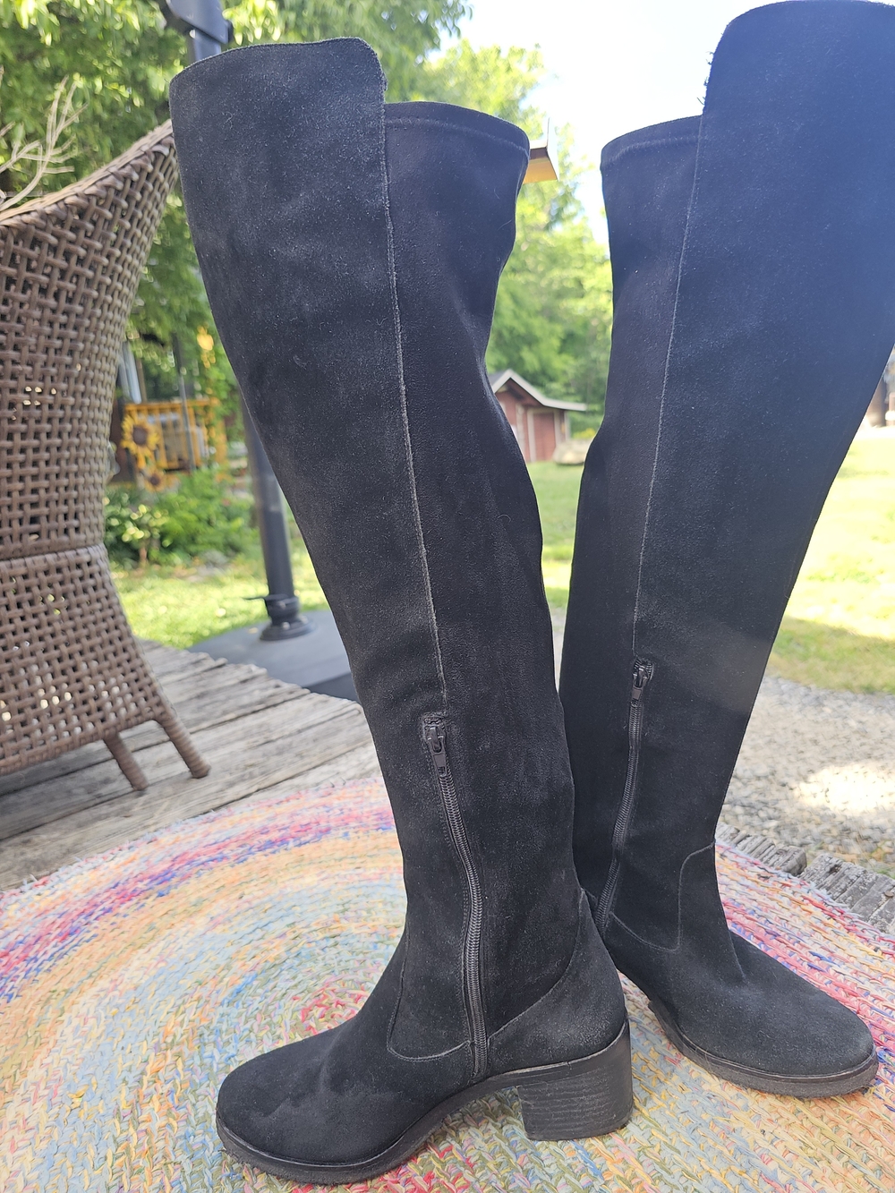 Vince Camuto Tall Black Leather Suede Over-The-Knee Boots - Picture 7 of 15